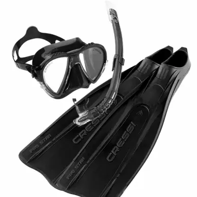 Nur Für Kurze Zeit Pro Star Set Black Schnorchelset Flossen Maske Schnorchel in Schwarz von Cressi Gr. 41-42