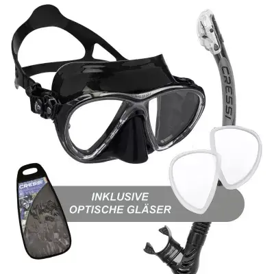 hochwertige Big Eyes Evolution Tauchmaske mit Schnorchel und optischen Gläsern Sonderangebot