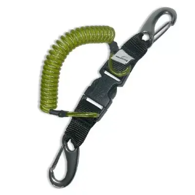 Begrenztes Angebot Spiralleine aus Edelstahlseil mit Edelstahl Karabiner und Schnapper