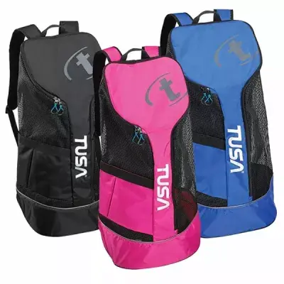Bestseller Mesh Backpack Großer Netzrucksack 36x41x75cm Flossentasche Tusa Schwarz