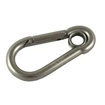 Karabiner aus Edelstahl mit getrennter Öse 80mm zum befestigen Neu