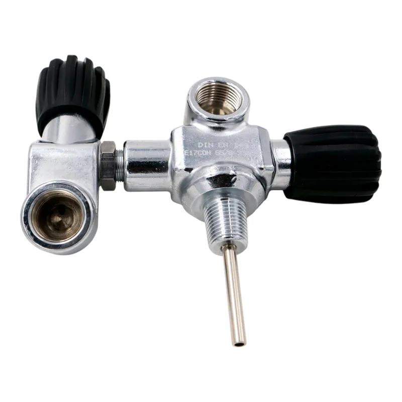 Double valve compressed air G5/8” 232bar 17E Small conical H-diving cylinder valve right Markenware