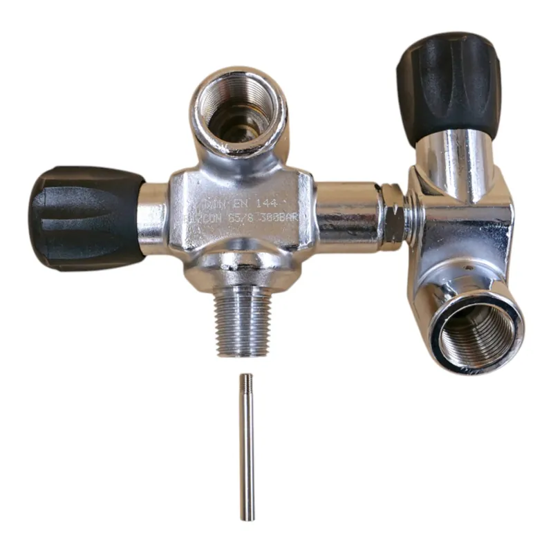 Preis Gesenkt Double valve compressed air G5/8” 300bar 17E Small conical H-diving cylinder valve left