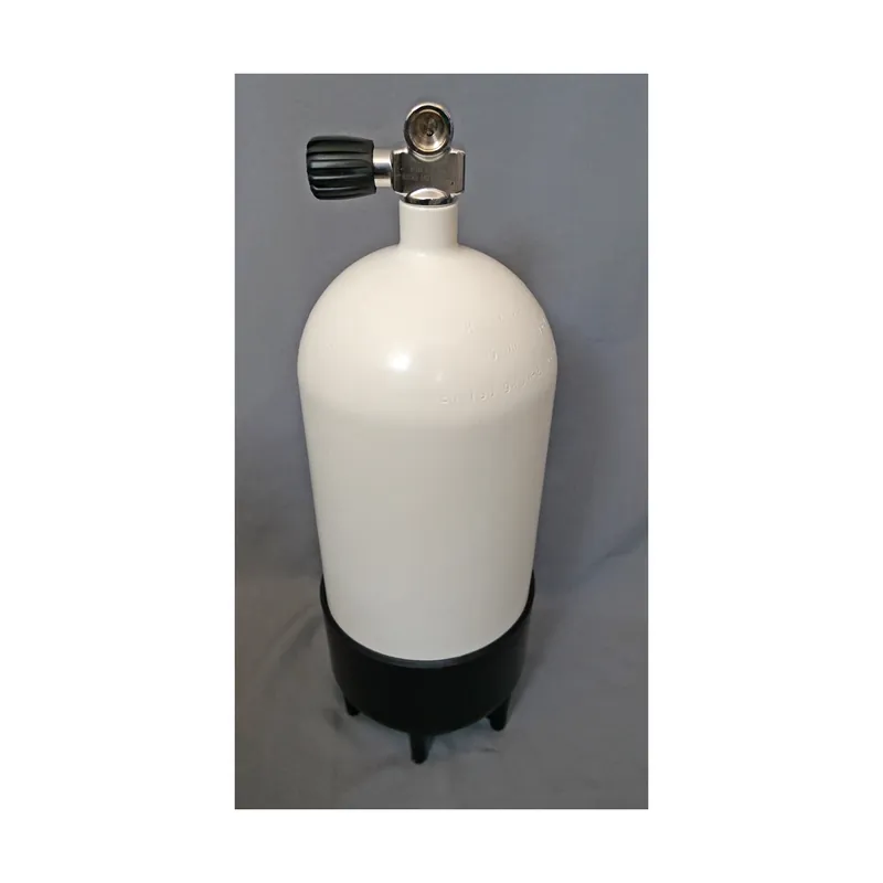 Tauchflasche 12 Liter 230bar komplett mit Ventil und Standfuss 204mm weiß Wochenendangebot