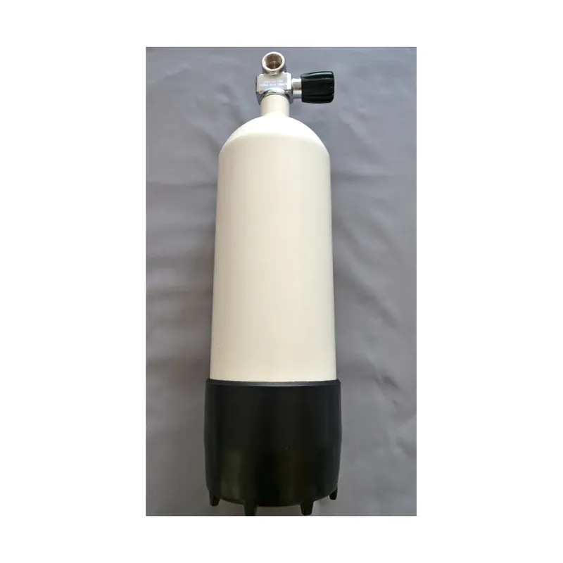 Diving bottle 5 litre 200bar complete with valve and stand white Echt
