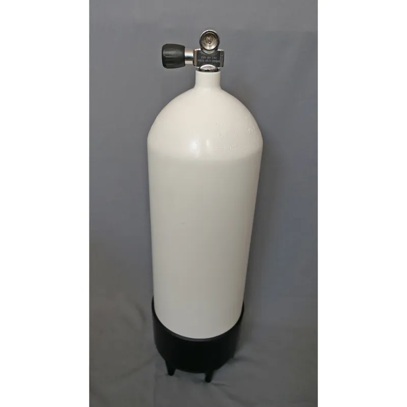 Tauchflasche 15 Liter 232bar komplett mit Ventil und Standfuss 204mm weiß Knallerangebot