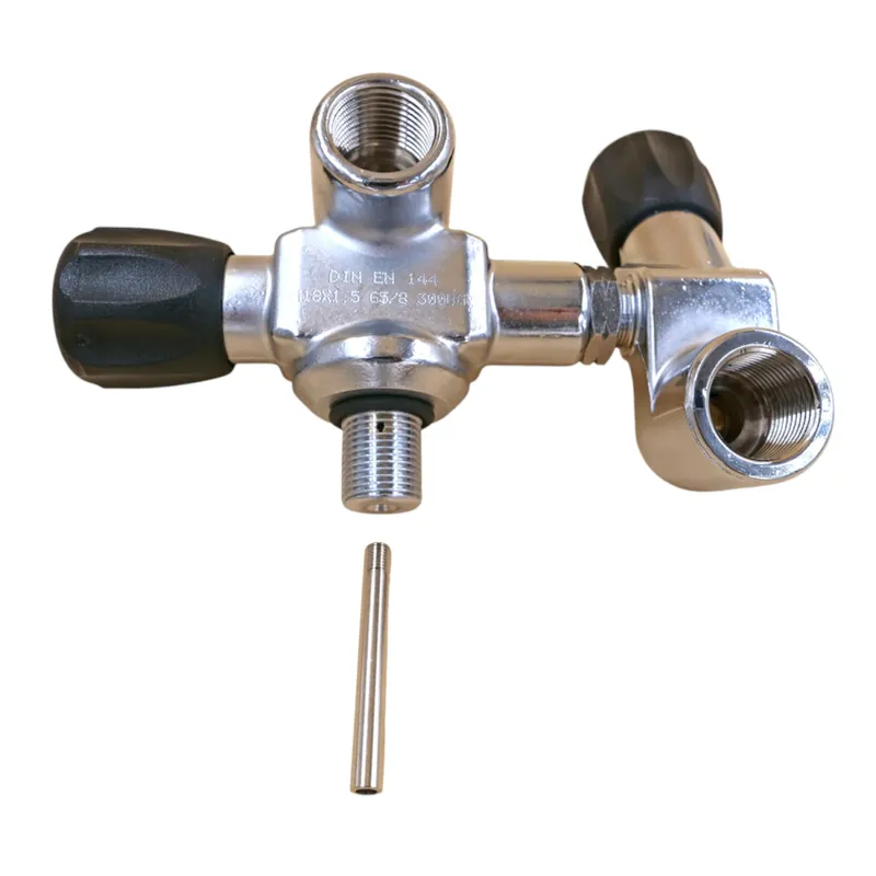 Billig H-Doppelventil Druckluft G5/8" 300bar M18x1,5 Tauchflaschenventil links