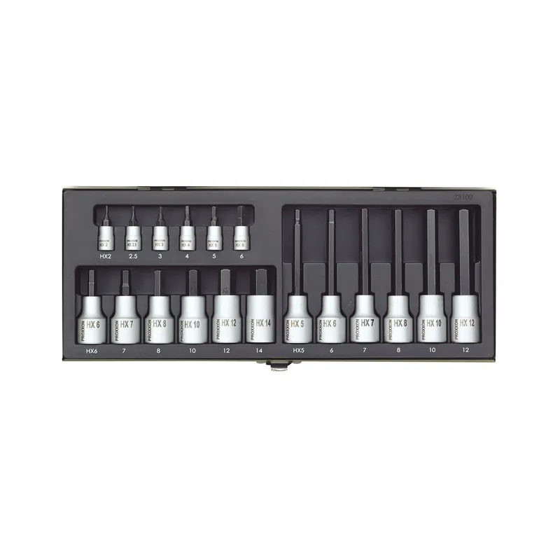 Wochenendangebot Socket set "Hex", 1/4" + 1/2" (18 pcs.)