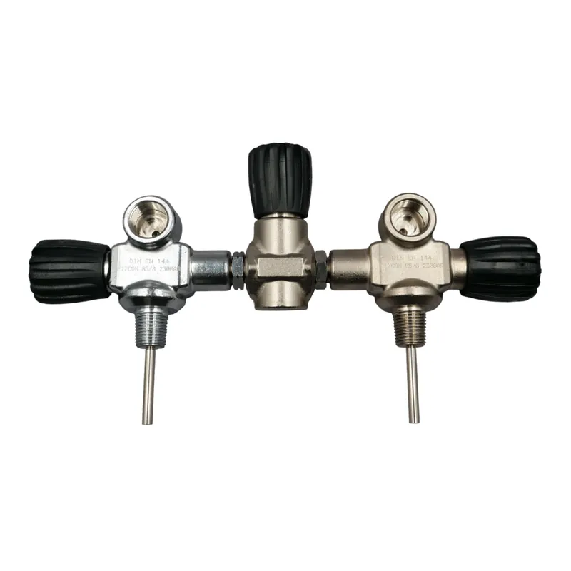 Manifold compressed air G5/8” 200bar 156mm for scuba tanks 140mm 17E Small conical double scuba tank valve Sichere Zahlung