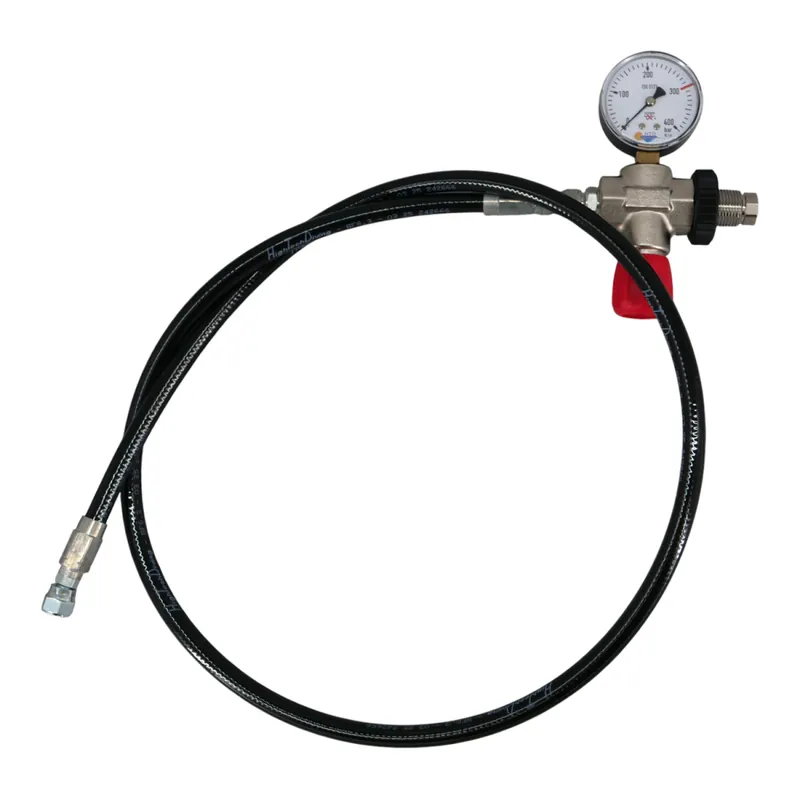 Zertifiziert Sauerstoffbooster Ansaugschlauch, bis 315 bar mit Abspeerventil und Manometer