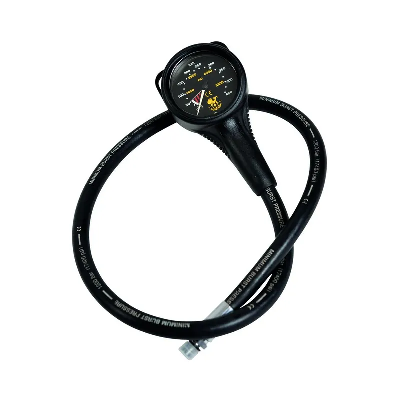Schneller Versand Finimeter mit schwarzen Ziffernblatt nachleuchtend mit 80cm Schlauch von Poseidon Black-line