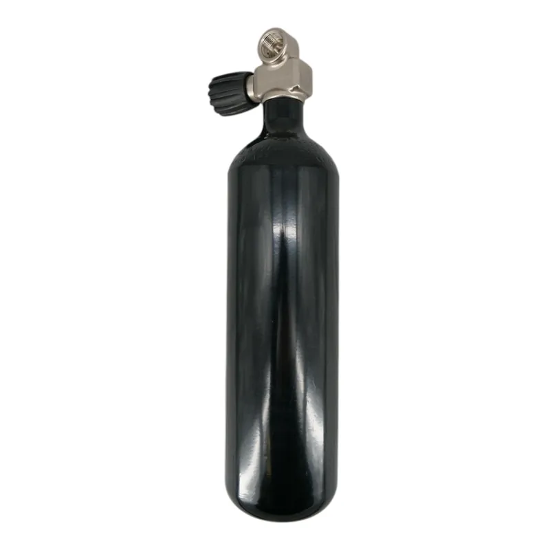 Billig Tauchflasche 2 Liter 232bar komplett mit Ventil Flaschenhalsgewinde M25x2 schwarz