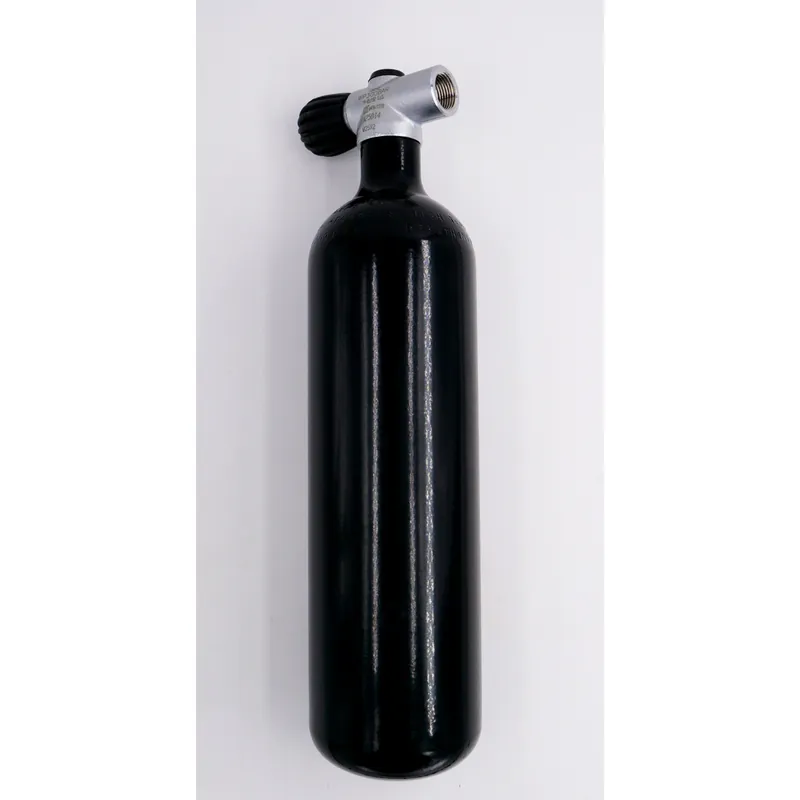 Scuba tank 2 liters 300bar complete with valve, bottle neck thread M25x2mm black Sale