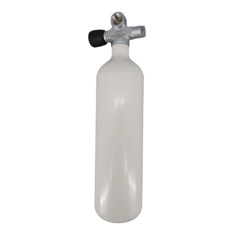 Diving bottle 2 liters 232bar complete with valve bottle neck thread M25x2 white Bridge valve G5/8 LA-Left Top-Preis
