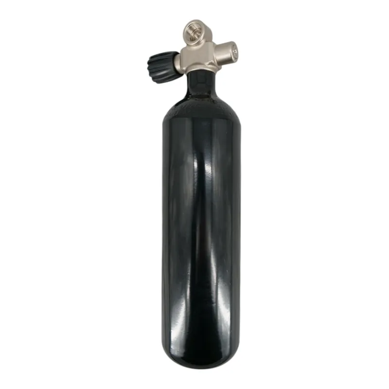 Tauchflasche 2 Liter 232bar komplett mit Ventil Flaschenhalsgewinde M25x2 schwarz Brückenventil G5/8 HTD-Links Wochenendangebot