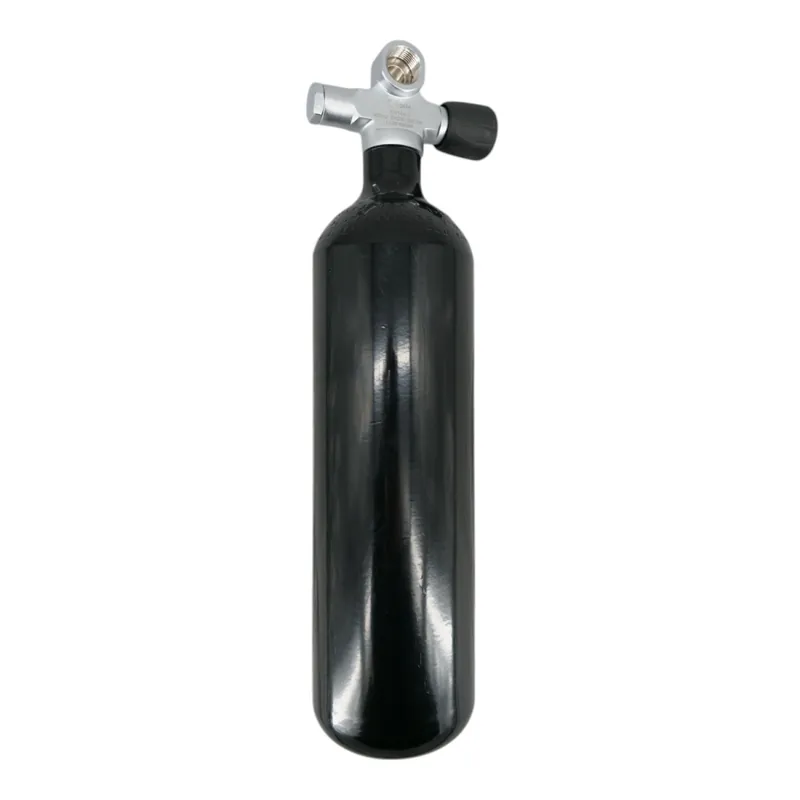 Diving bottle 2 litre 232bar complete with valve Bottle neck thread M25x2 black Bridge valve G5/8 LA-Right Knallerangebot