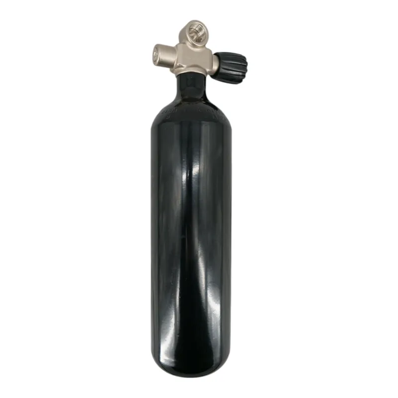 Preisreduziert Diving bottle 2 litre 232bar complete with valve Bottle neck thread M25x2 black Bridge valve G5/8 HTD-Right