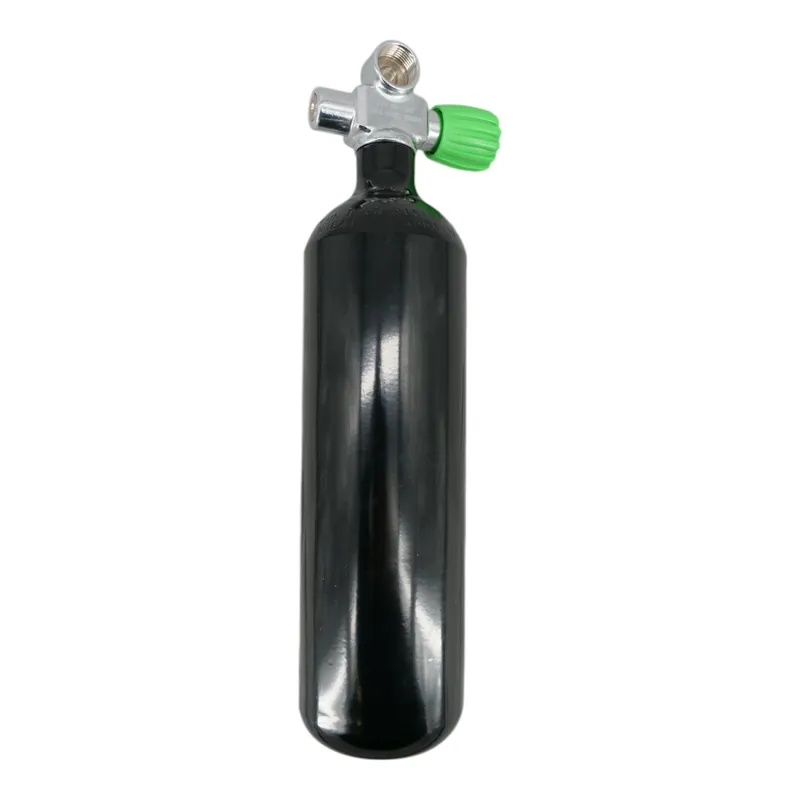 Diving bottle 2 litre 232bar complete with valve Bottle neck thread M25x2 black Bridge valve Nitrox M26x2-Right Garantierte Lieferung