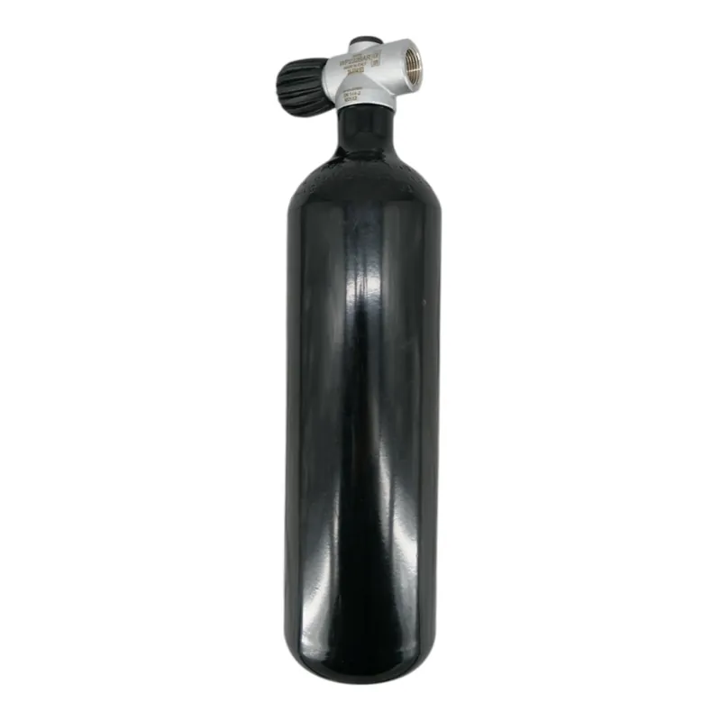 Aktuell Diving bottle 2 litre 232bar complete with valve Bottle neck thread M25x2 black SH valve G5 / 8 compressed air-Left