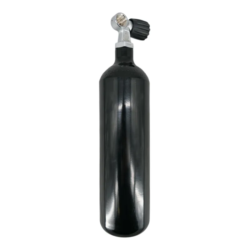 Letzte Chance Diving bottle 2 litre 232bar complete with valve Bottle neck thread M25x2 black Z-valve G5/8"-Right