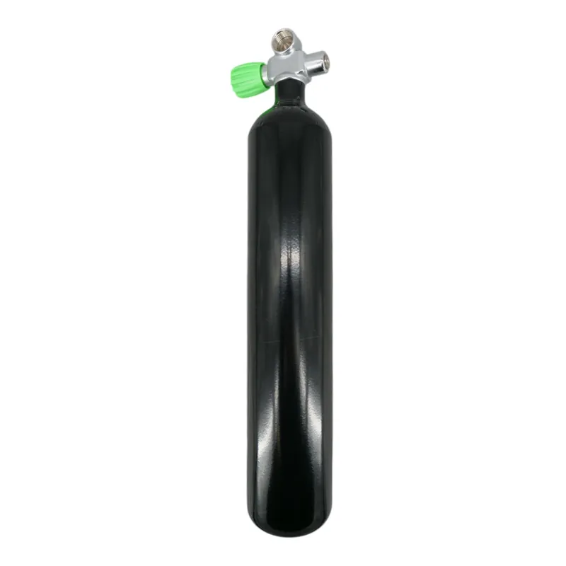 Diving bottle 3 litre 232bar complete with valve black M25x2 Bridge valve Nitrox M26x2 -Left Must-Have