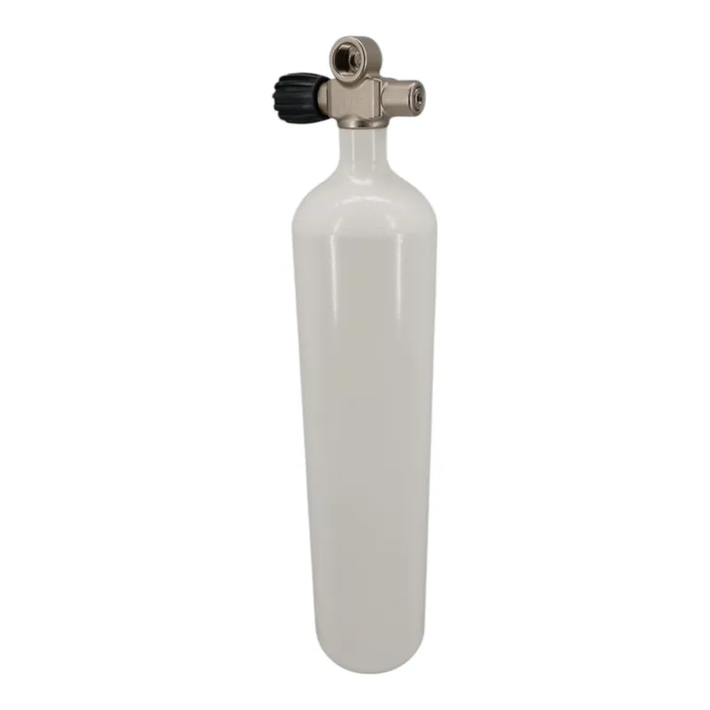 Tauchflasche 4 Liter 200bar komplett mit Ventil weiß M25x2 Brückenventil G5/8 HTD-Links Sonderaktion