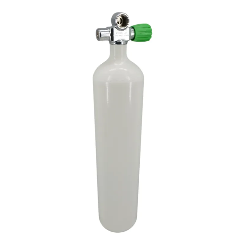 Tauchflasche 4 Liter 200bar komplett mit Ventil weiß M25x2 Brückenventil M26x2 Nitrox-Rechts Neue Ware