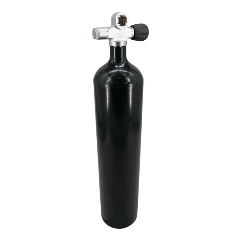 Tauchflasche 4 Liter 200bar komplett mit Ventil schwarz M25x2 Brückenventil G5/8 LA-Rechts Nur Heute