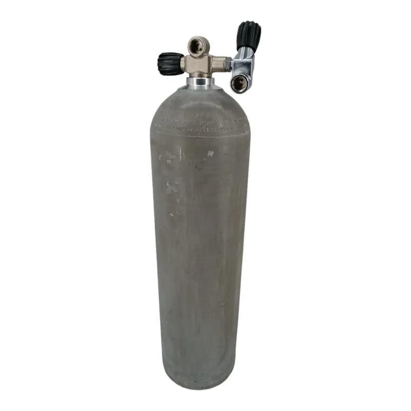 Aluminium Tauchflasche 11,1 Liter 80cft komplett mit H-Doppelventil G5/8" Links Neue Ware