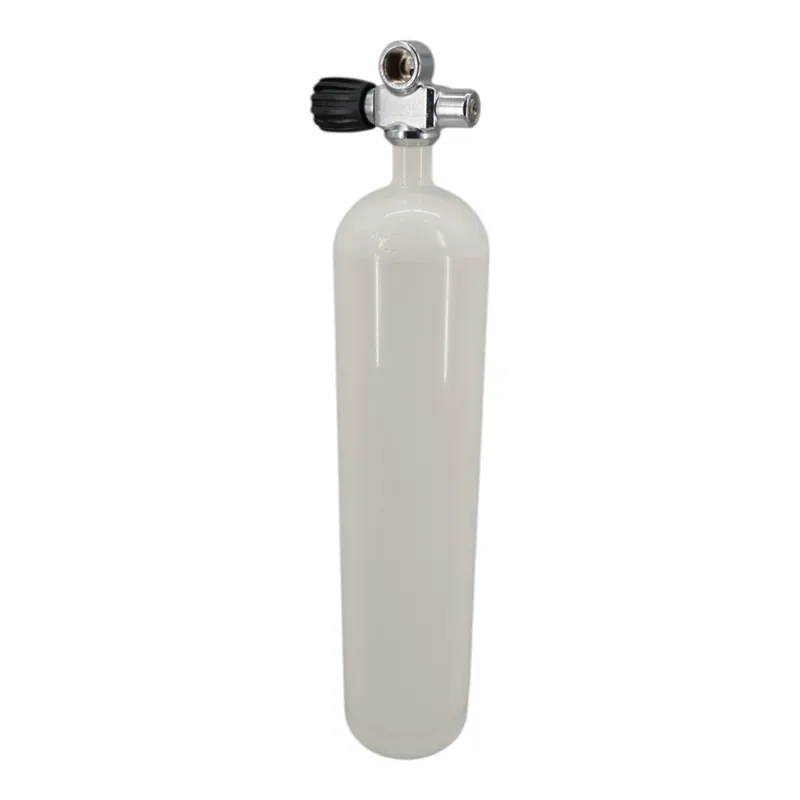 Echt Tauchflasche 4 Liter 200bar komplett mit Ventil weiß M18x1,5 Brückenventil G5/8"-Links