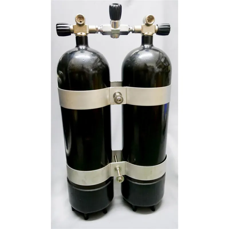 Super-Preis Doppelpack 12 Liter 300bar 178mm mit absperrbarer Brücke 193mm schwarz Druckluft G5/8" 300 bar-40 mm-M 8 (8mm)
