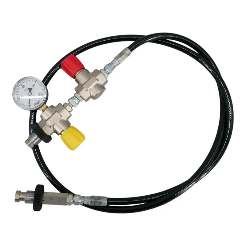 Sofort Bestellen Oxygen-Compatible Transfer Hose up to 315 bar with Analog Pressure Gauge and non Return Valve