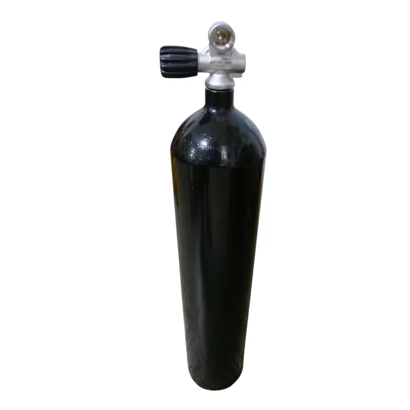 Used steel cylinder / scuba tank 8 liter 300 bar 140mm M25x2 with LA bridge valve left black Versand Am Gleichen Tag