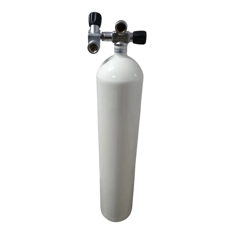 B-Ware 8,5 Liter 232bar weiß mit Doppelventil feststehend rechts und Lackkratzer Highlight