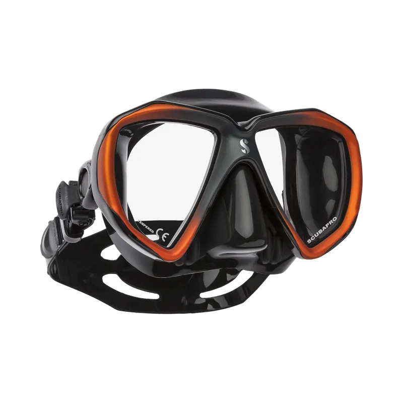 Markenprodukt Spectra Tauchmaske schwarzes Silikon Farbe midnight orange