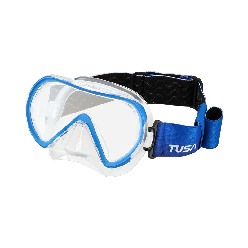 INO mask with fabric strap colour fishtail blue (FB) Solange Der Vorrat Reicht
