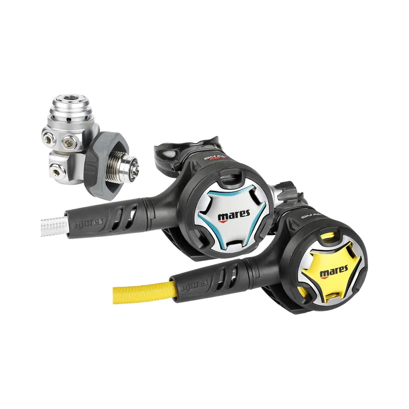 Regulator Set Dual ADJ 62X DIN color white / aqua with Octopus Dual Zertifiziert