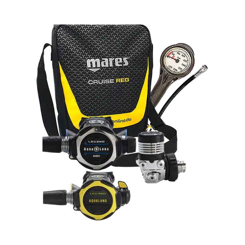 Complete regulator set Leg3nd MBS Din+ Octopus / regulator bag / finimeter / inflator hose Billig