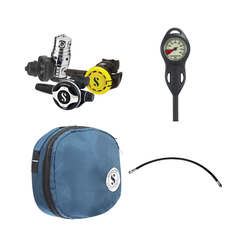Schneller Versand Scubapro Regulator Set MK25 EVO DIN / S600 / R105 with Scubapro accessories