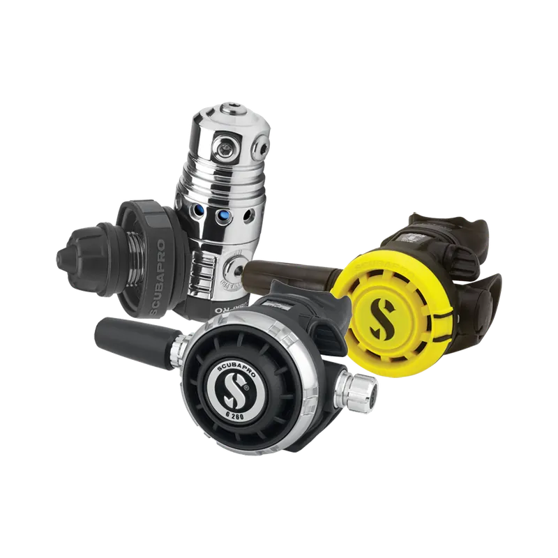 Nur Heute Atemreglerset MK25 EVO DIN 300 / G260 mit R105 Octopus-Atemregler-Set mit Zubehörpaket