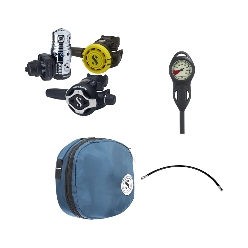Preisreduziert Atemregler Komplettset MK25 EVO DIN 300 / S620Ti / R105 mit Scubapro Zubehör