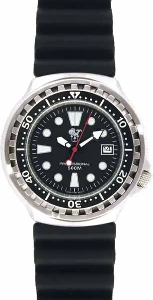 Neu Im Sortiment Poseidon Taucheruhr - Herren - Schwarz - 500m