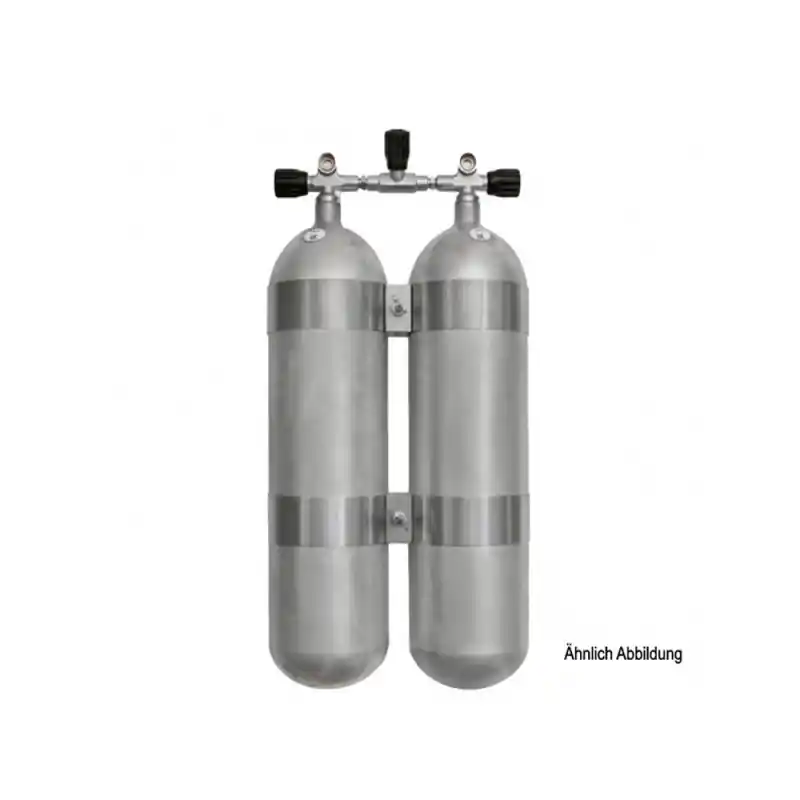 Sonderaktion Faber Doppel 8 L/300 bar TG -Hot Dipped- mit V4tec Schellen und Absperrbrücke (breiter Abstand)
