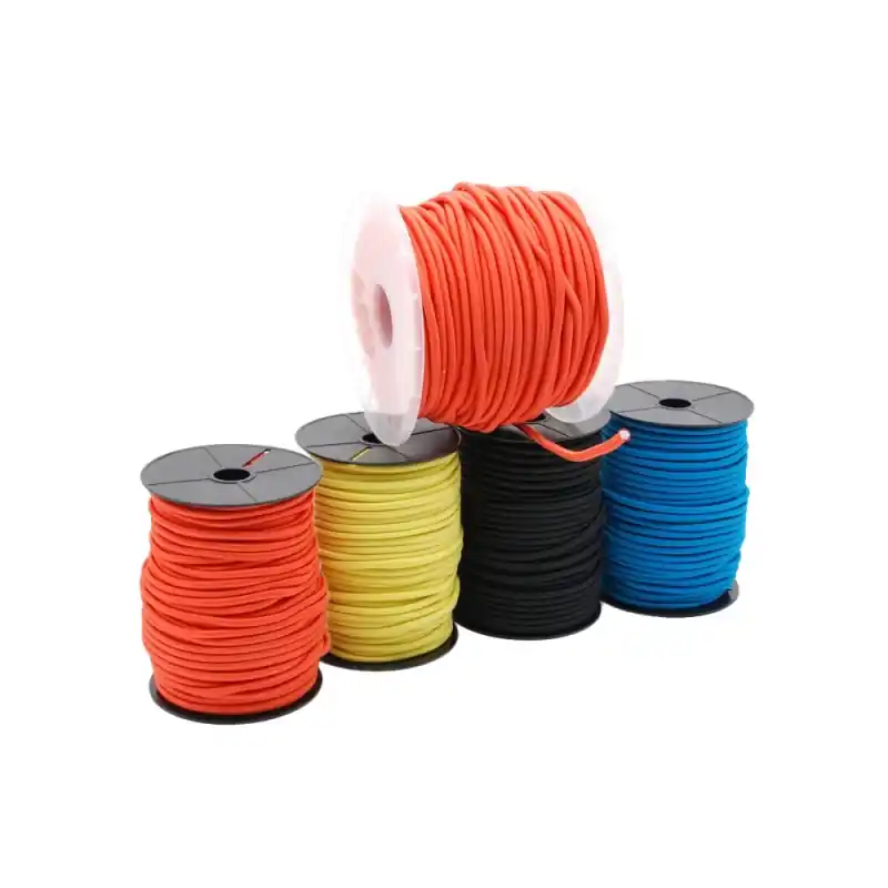 Solange Der Vorrat Reicht Bungee Cord - 6mm - schwarz / gelb / blau / orange - Meterware