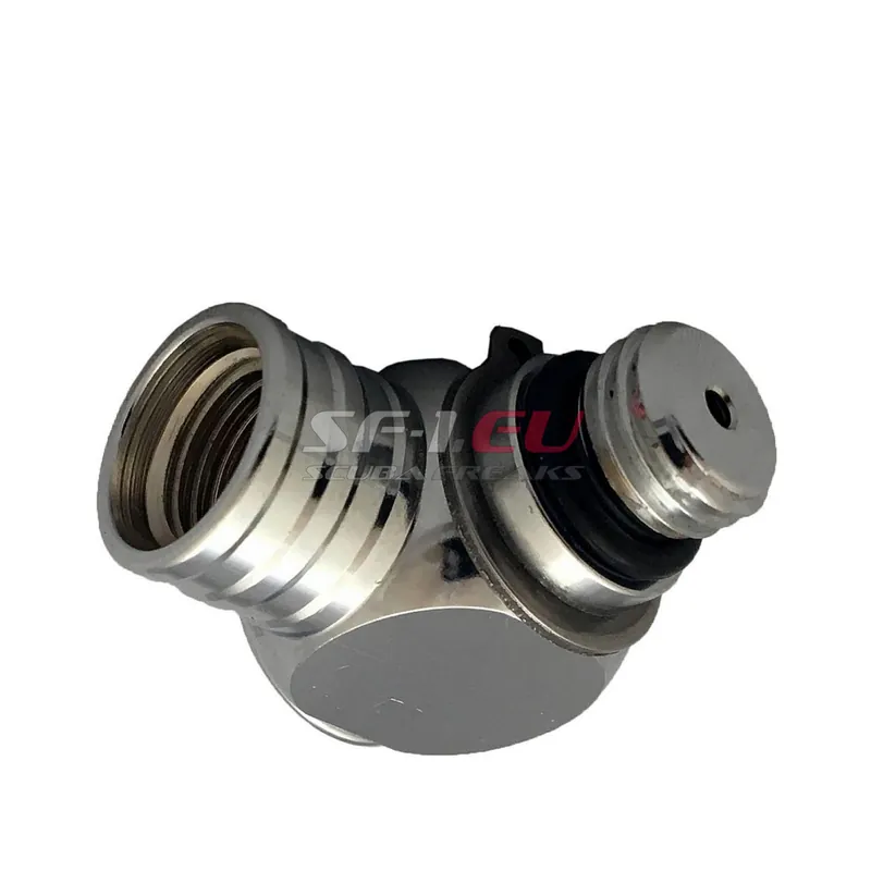 Jetzt Kaufen Atemregler 1. Stufe Hochdruck Adapter 7/16" 90 Grad Winkel, drehbar, 7/16 Ausseng. auf 7/16 Inneng.