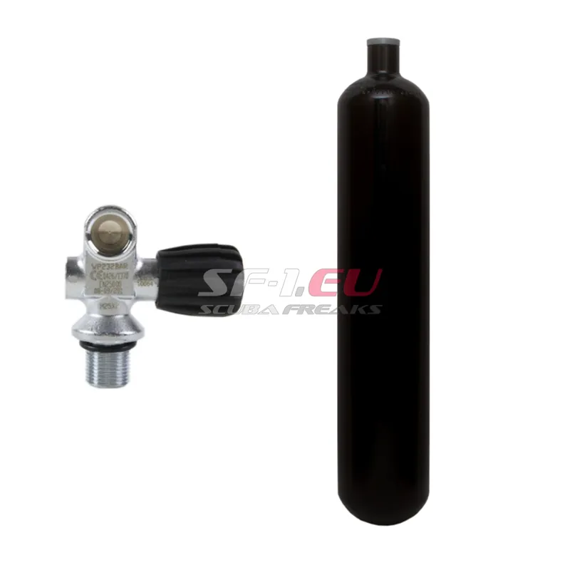 Wochenendangebot 3 l konvex 232 bar Stahlflasche schwarz ECS mit Monoventil (Rubber Knob rechts)