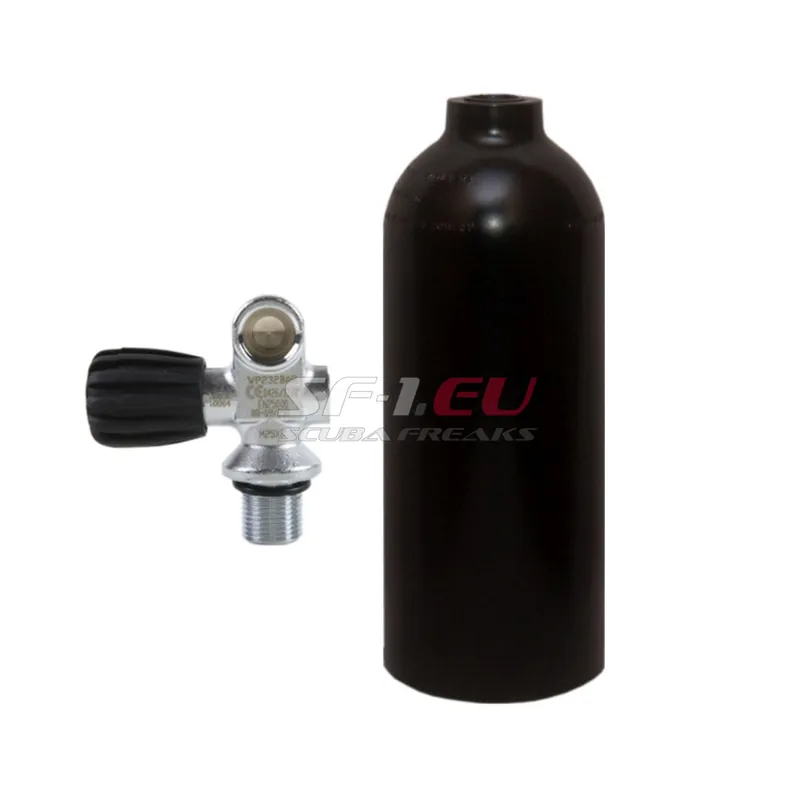 Billig 1.5 l Aluflasche schwarz Tecline mit Monoventil (Rubber Knob links)