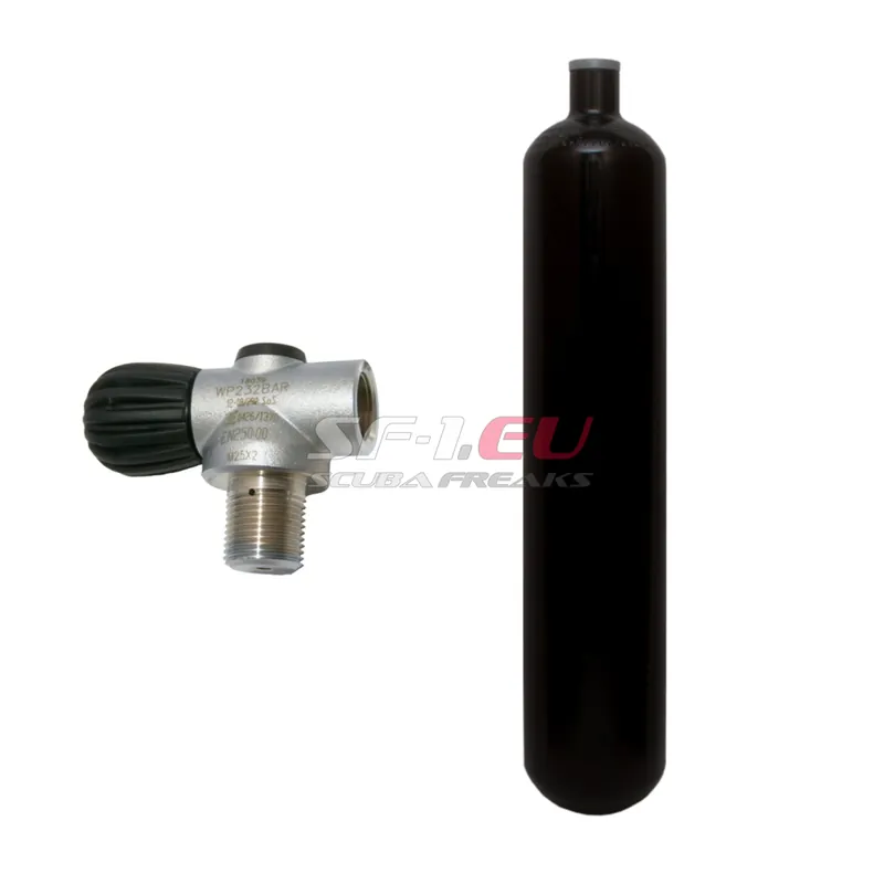 Finale Aktion 3 l konvex 232 bar Stahlflasche schwarz ECS mit Rebreatherventil