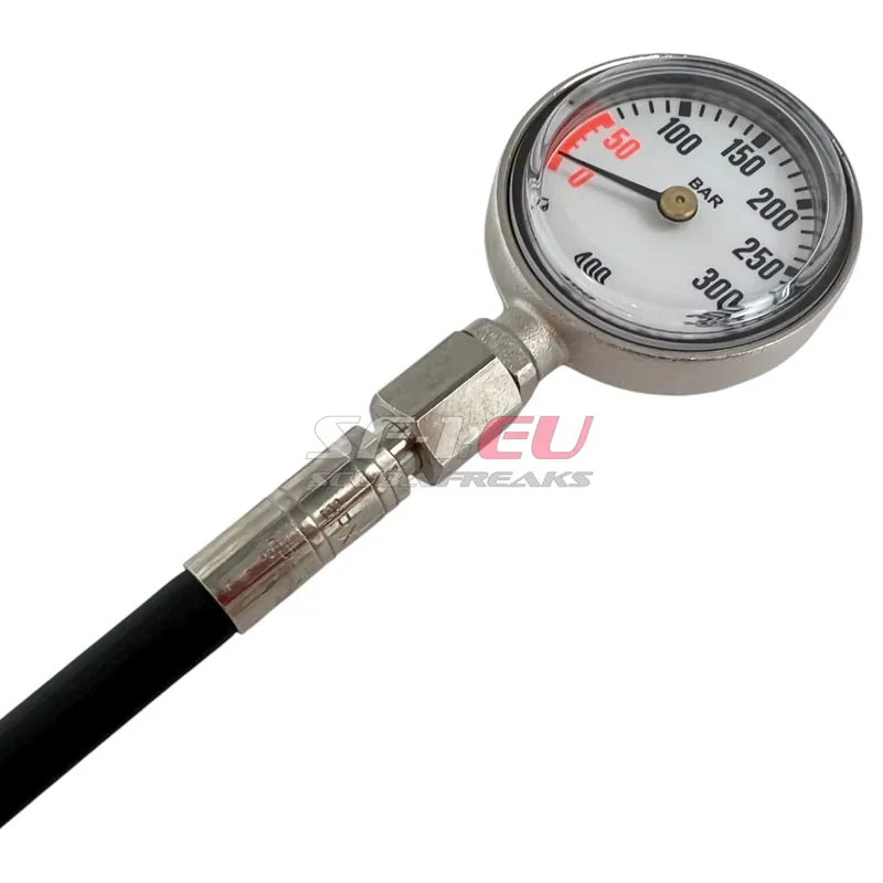Preisreduziert DirZone Finimeter Set SPG 45 vernickelt, Display 400 bar weiß mit Gummi Hochdruckschlauch (montiert)