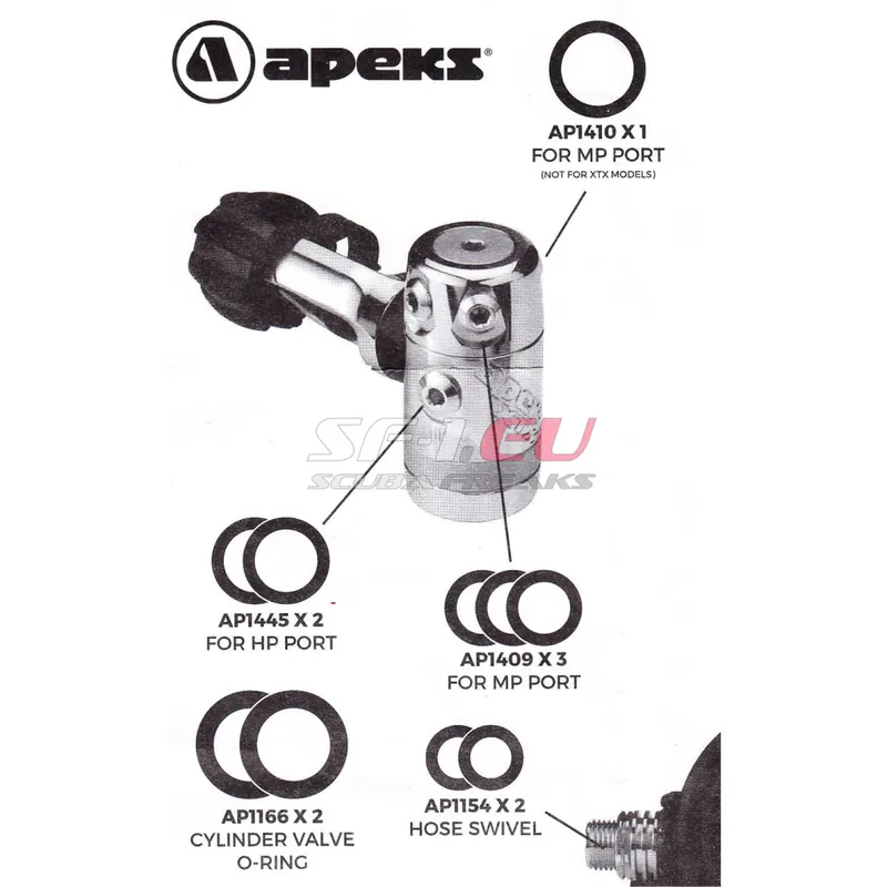O-Ring Kit Apeks mit 10 O-Ringen in 5 Größen Top-Preis